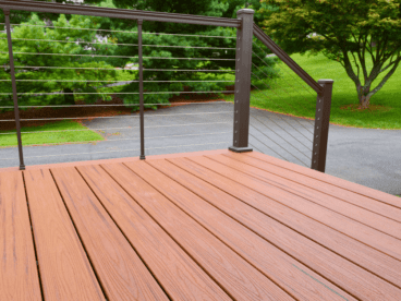 brown composite decking boards installed by a professional