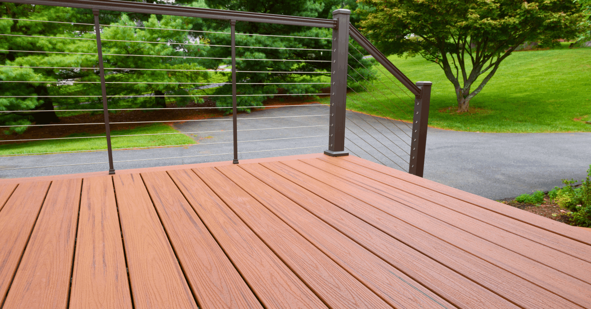 brown composite decking boards installed by a professional