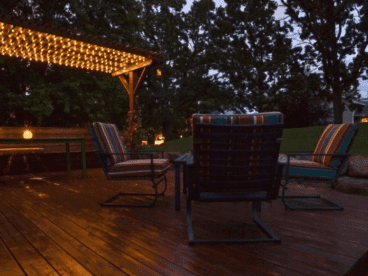 large deck with deck lights