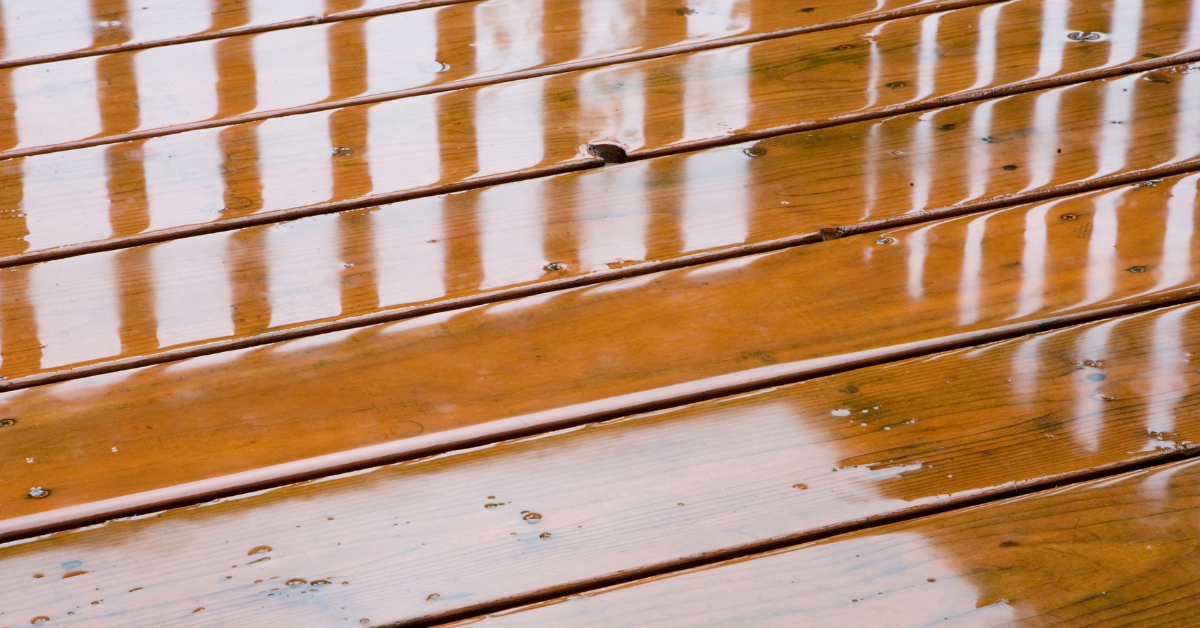 deck covered in water and in need of deck waterproofing